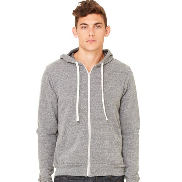 Bella Canvas Unisex Triblend Sponge Fleece Full-Zip Hoodie-Grey Triblend - Picture 1 of 2